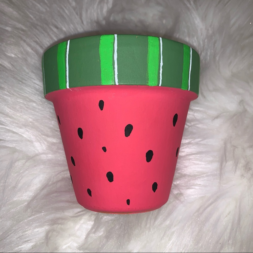 🎉HP!! 🍉NEW! Watermelon Hand Painted Flower Pot - Picture 5 of 15